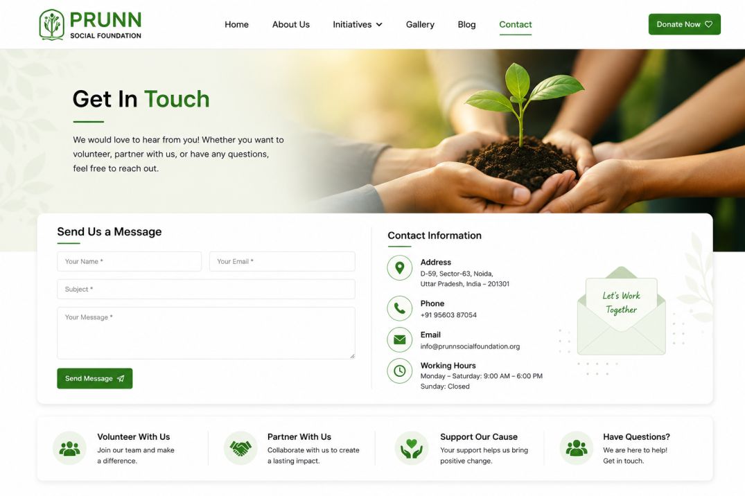 PRUNN Social Foundation – Social Impact Website