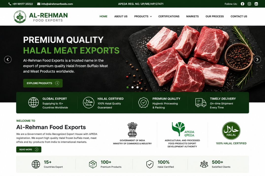 Al-Rehman Food Exports – Meat Export Website